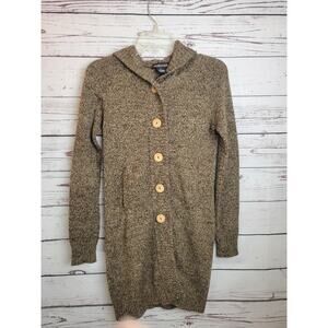 Vtg Takeout Cardigan Sweater Brown Knit Pockets Hooded Preppy Womens Size Medium